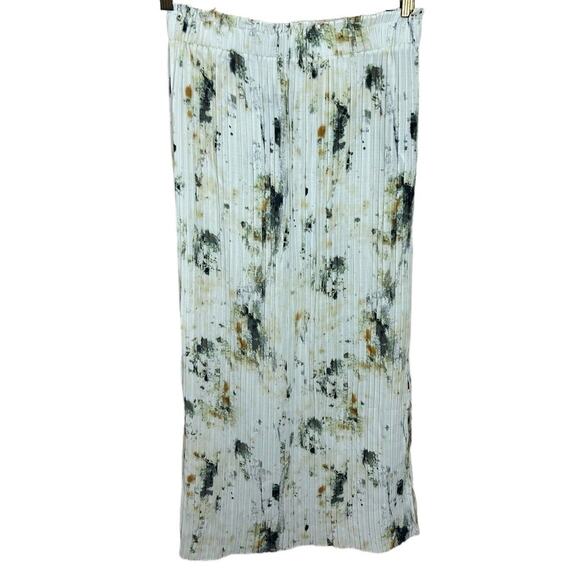 Primark Pleated Midi Skirt Sz 6 Abstract Elastic Waist Coquette Side Pleat New - Picture 1 of 5